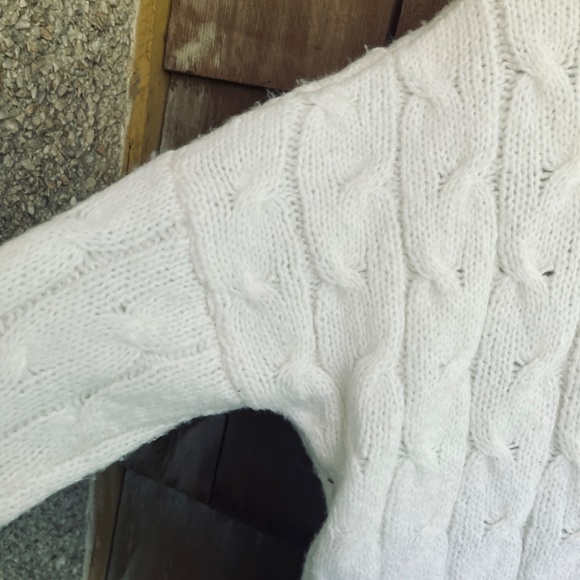 Kersh Women Openwork  Cable Кnit Turtleneck White Sweater Oversized Size XS - Picture 14 of 15